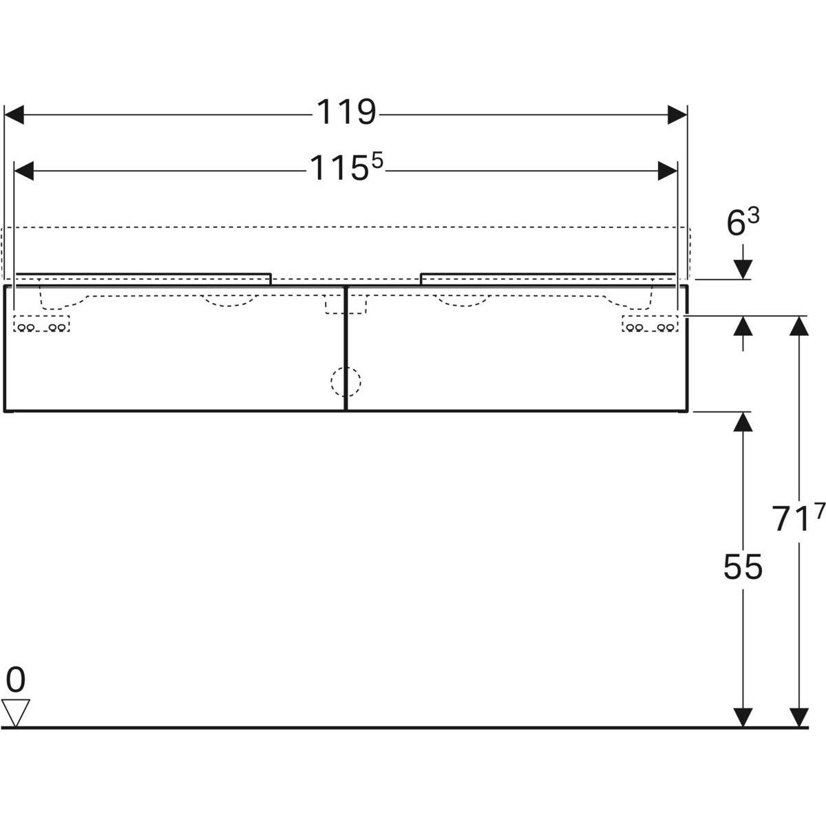 Двойной подвесной умывальник с ящиками Geberit ICON ARCH-00104235 - Вид №6