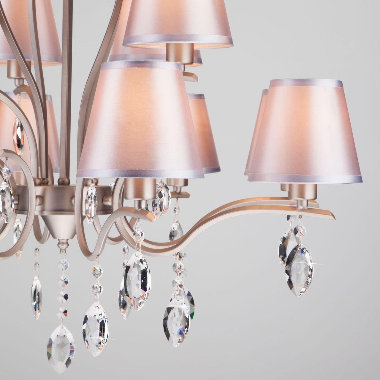 Подвесная люстра Eurosvet Aurelia 10089/12 сатин-никель/прозрачный хрусталь Strotskis EUROSVET ДИЗАЙНЕРСКИЕ, AURELIA 187543 Серый  - Вид №2