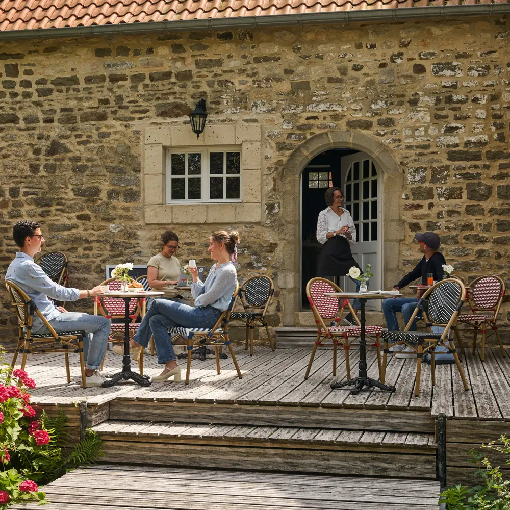 Стол садовый Naterial Paris 60x60x74.5 см чугун/камень цвет бежево-черный STLM-2100781 - Вид №7