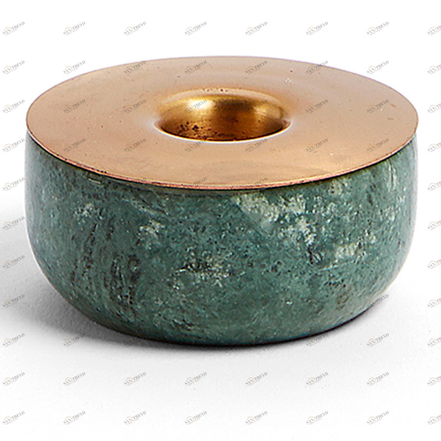 Подсвечник мраморный на 1 свечу латунь Checks от La Forma LA FORMA CHECKS 342971 Зеленый;золото 