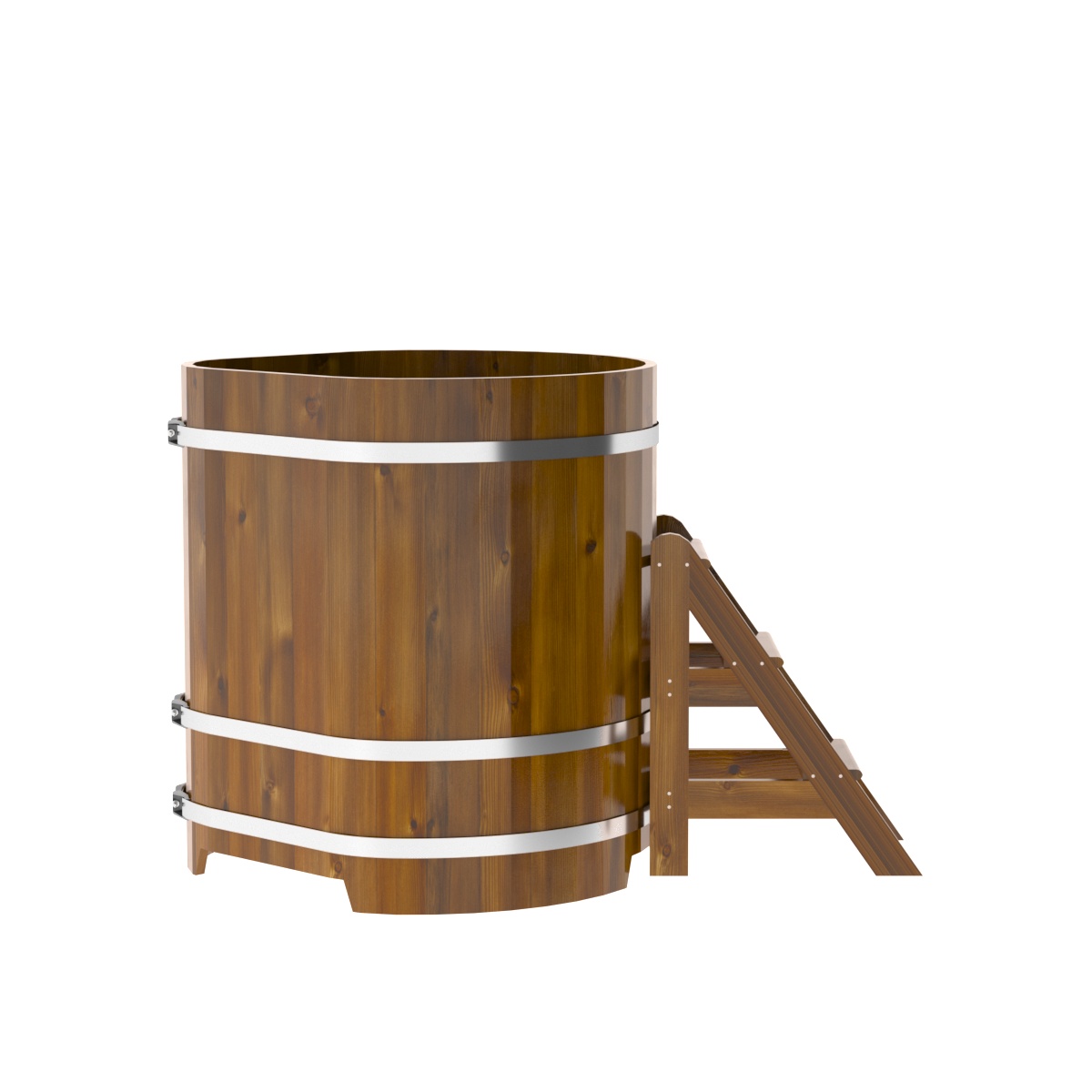 2307 Купель угловая из лиственницы Рустик 1,03х1,03х1,2 морёная Alyarus  - Вид №3