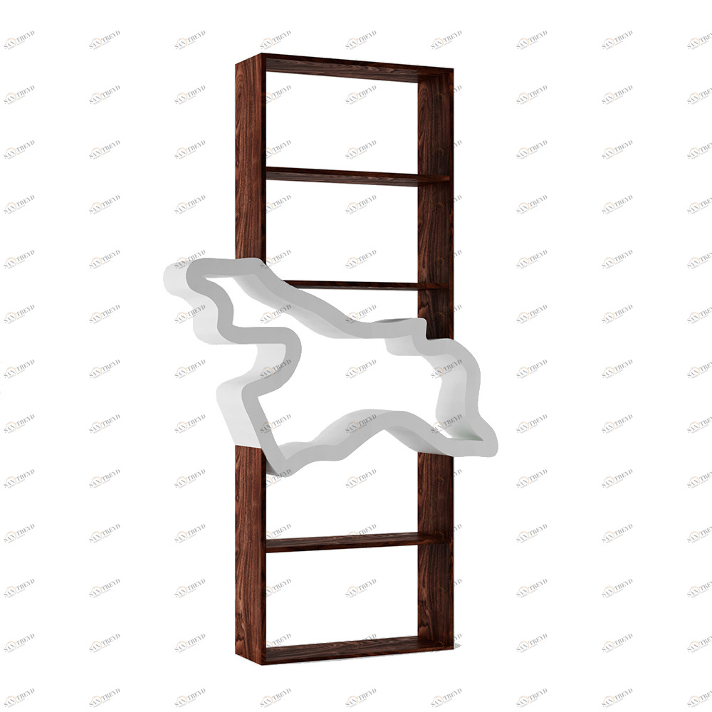 Стеллаж деревянный дизайнерский орех, белый "Крона" от Odingeniy ODINGENIY  178443 Коричневый;серый 
