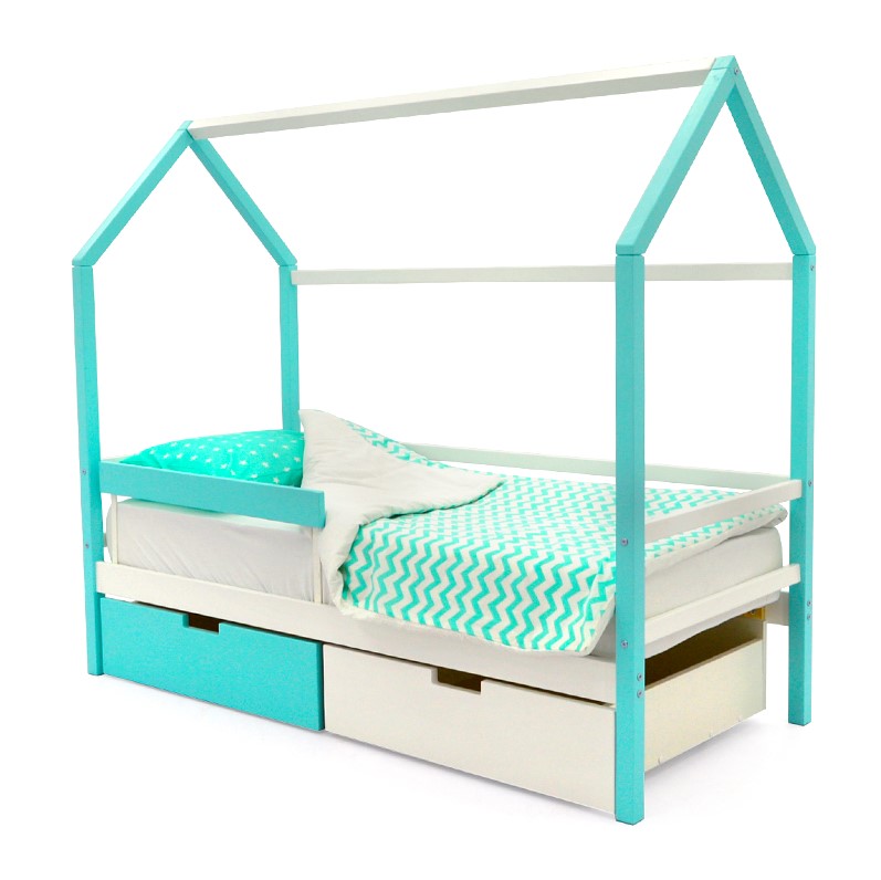 Кровать-домик детская мятно-белая Svogen БЕЛЬМАРКО  00-3833075 Голубой Santreyd  - Вид №2