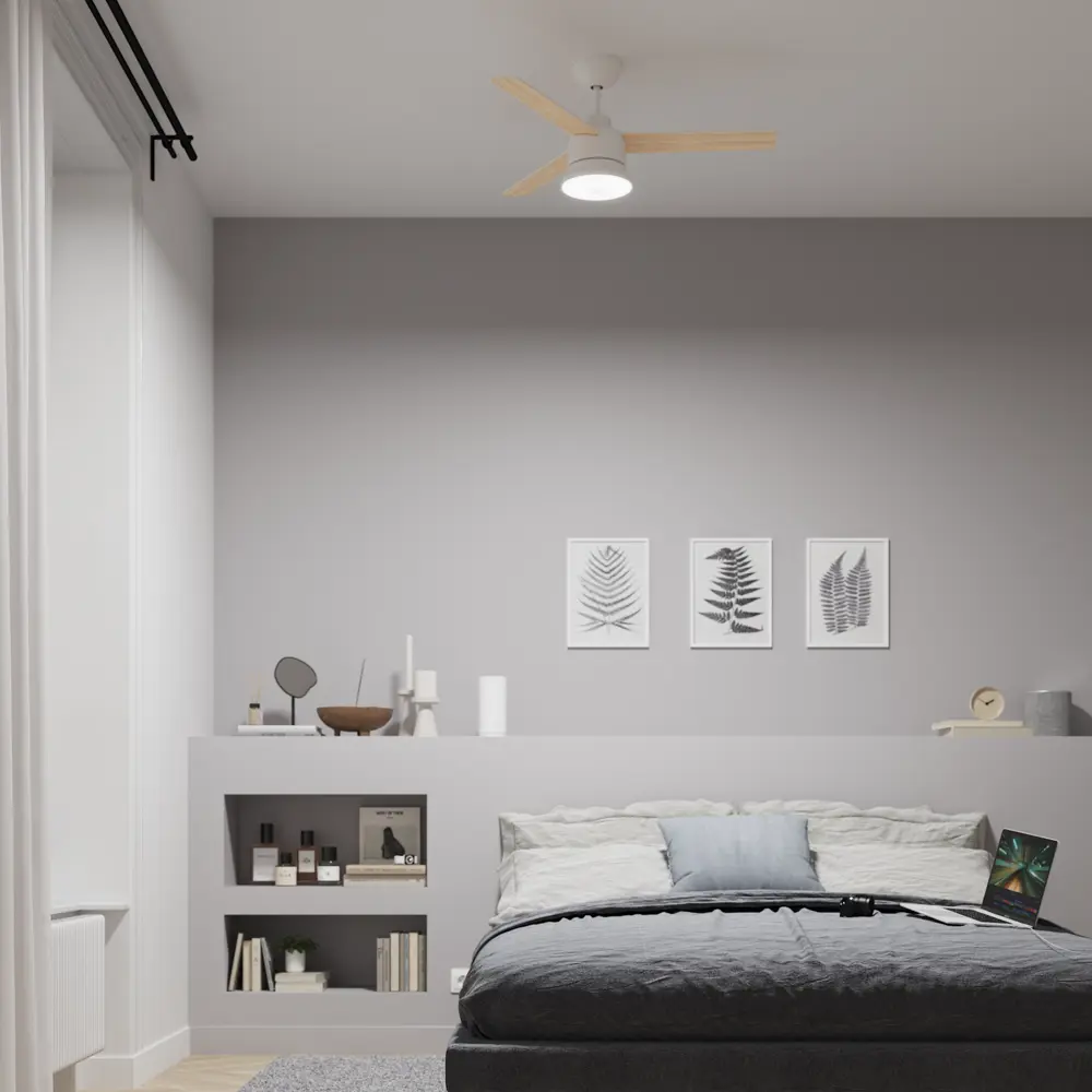 INSPIRE Notos - потолочная люстра-вентилятор с деревянными лопастями и пультом ДУ 85224475 STLM-0059989 - Вид №11