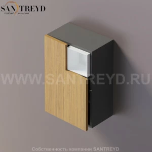 FLAT V Подвесной шкаф с мыльницей с петлями слева. Отделка: темно-серая краска и тик. AFXMO238042DGPT