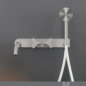 Настенные 2 прогрессивных смесители, установленные для ванной с носиком L. 170 мм и круглого ручной душ диаметр 80 мм  ZIQ44H CEADESIGN