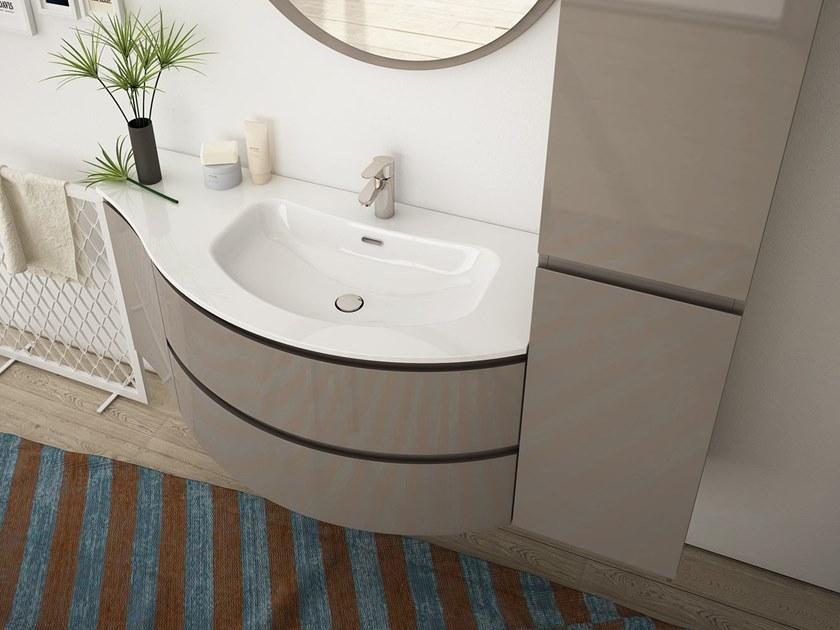 LEGNOBAGNO Мебель для умывальника одинарная из HPL со шкафом Freedom curvo sun-id-1413311 - Вид №1