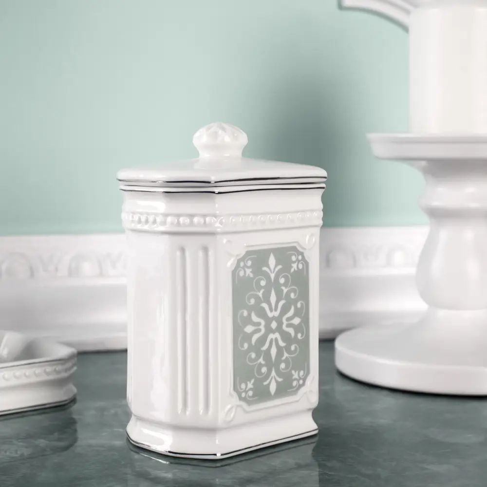 Контейнер для ватных дисков Hermitage цвет белый/зелёный WESS STLM-2053257 - Вид №1