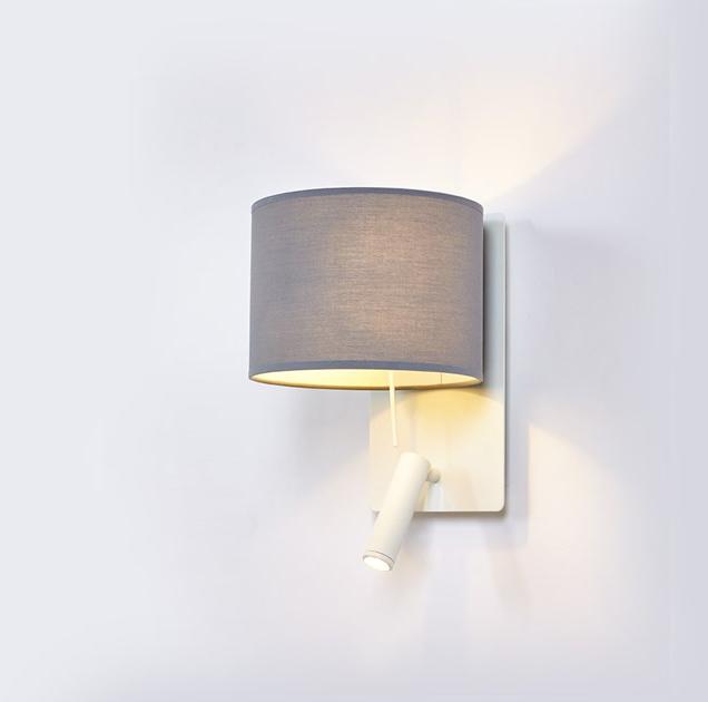 luxcambra Настенный светильник из металла и ткани с лампой для чтения sun-id-1374320 - Вид №3