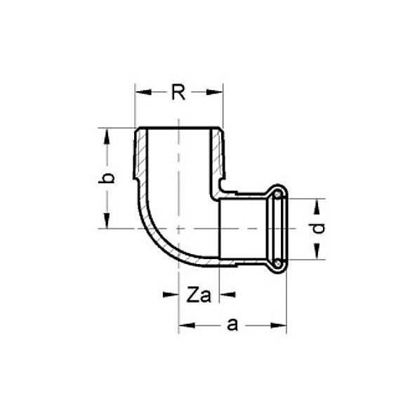 180921612 SANHA 8092G пресс-фитинг, бронза, угловой переход ВПр-НР 16x1/2 мм  - Вид №1