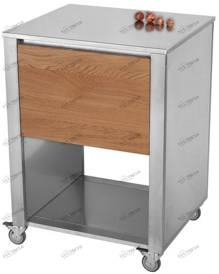 JOKODOMUS Тележка для еды / отдельно стоящий кухонный модуль из нержавеющей стали и дерева Cun sun-id-1481365