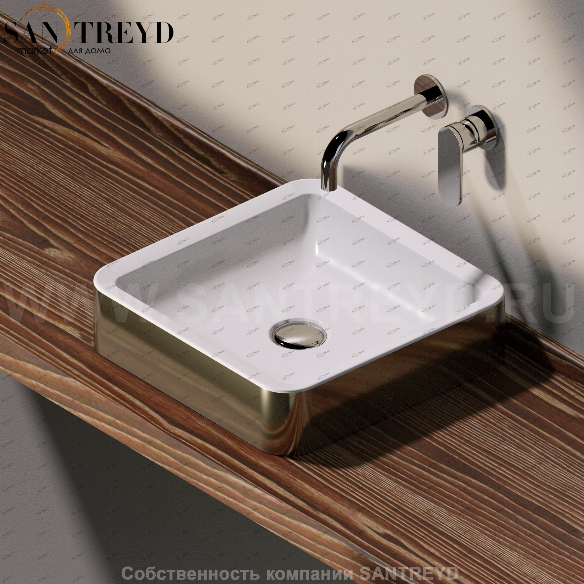 NL40APLATINUM Накладная раковина под столешницу  квадратная Ceramica Flaminia Nile