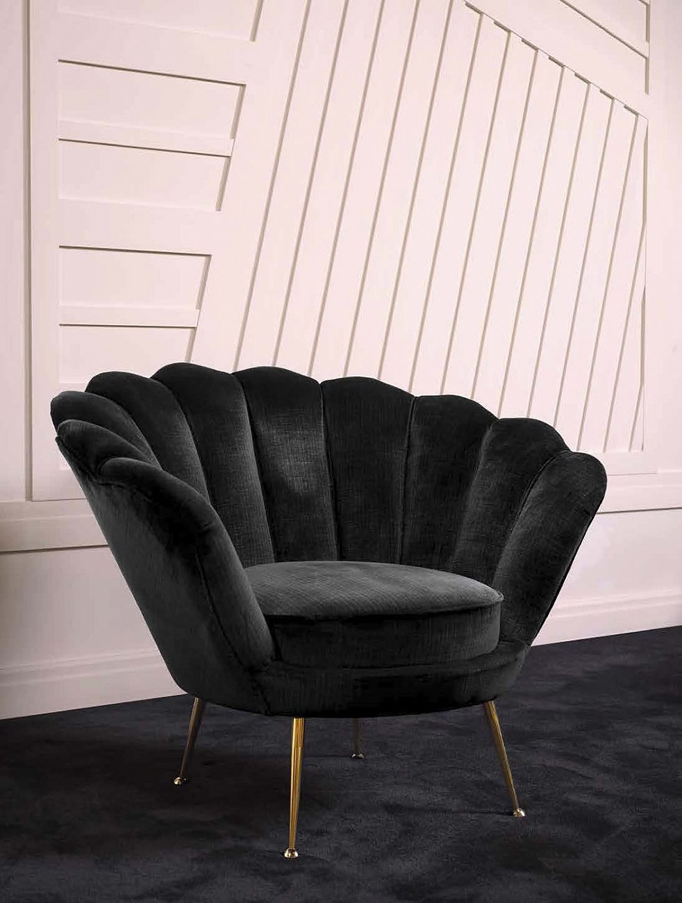 Кресло черное круглое с фигурной спинкой Trapezium от Eichholtz EICHHOLTZ ДИЗАЙНЕРСКИЕ 247869 Черный  - Вид №2