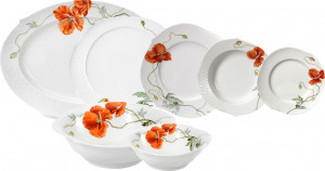 10598663 Meissen Сервиз столовый 6/22 "Игра волн, рельеф, маки" Фарфор