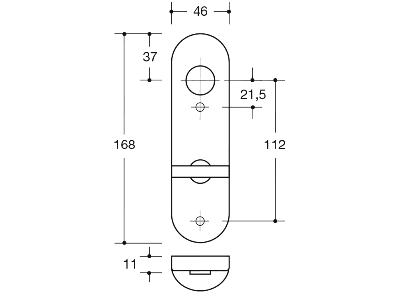 230.21PBRNR Короткая пластина для унитаза (р-техник) HEWI System 162 | Polyamid  - Вид №3