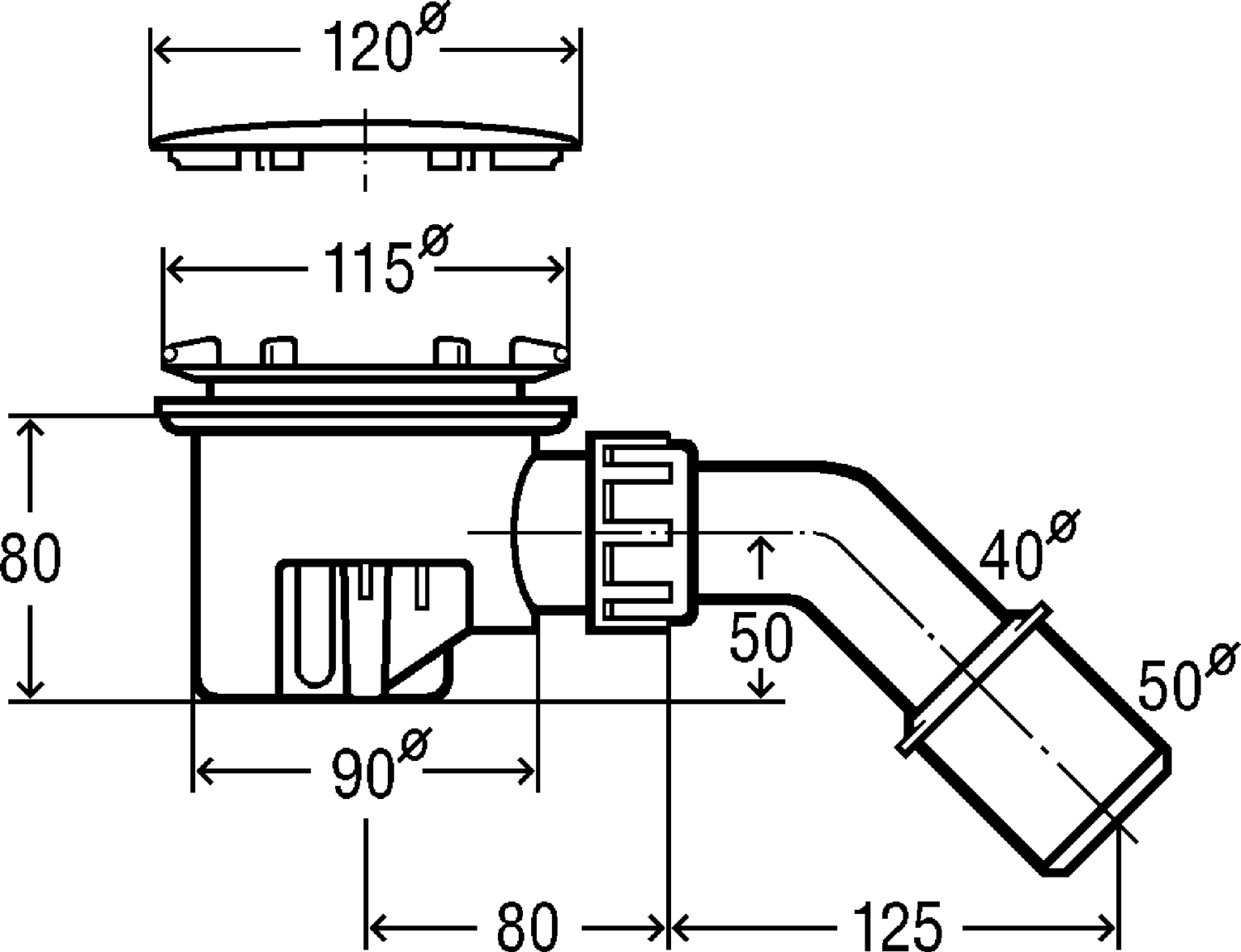 Канализационная арматура  Сифоны для ванн и душевых поддонов  Сифоны для душевых поддонов VIEGA 108 595 1) Модель 6956 Santreyd  - Вид №1