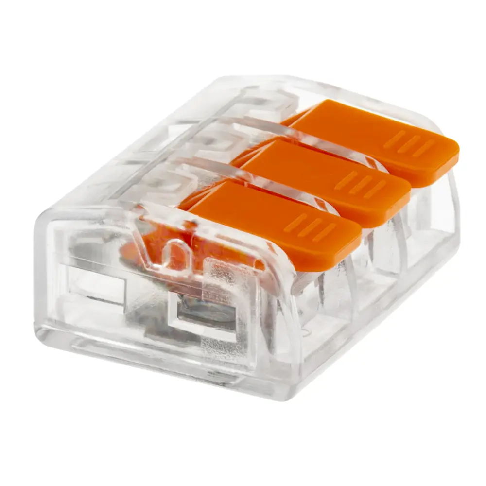 Клеммы соединительные монтажные с рычажком Duwi СМК 223-413 3-проводные 4мм² прозрачные 5шт 26613 6 STLM-2163635