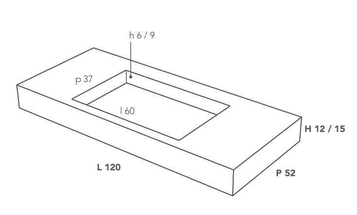 Прямоугольная двойная подвесная раковина из керамогранита Italgraniti Italgranitive ARCH-00066915 - Вид №6