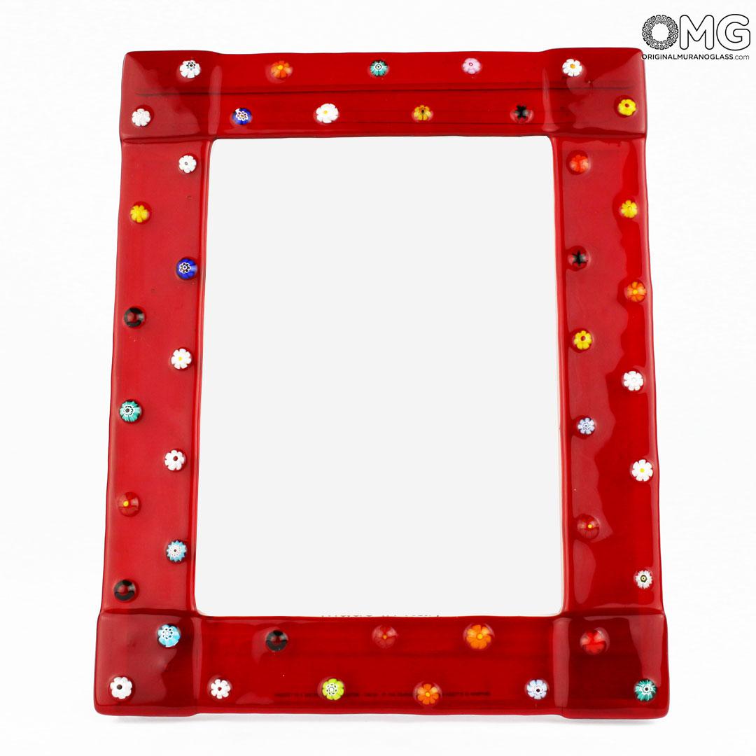 3461 ORIGINALMURANOGLASS Фоторамка красная с мурринами - муранское стекло OMG 13 см  - Вид №1