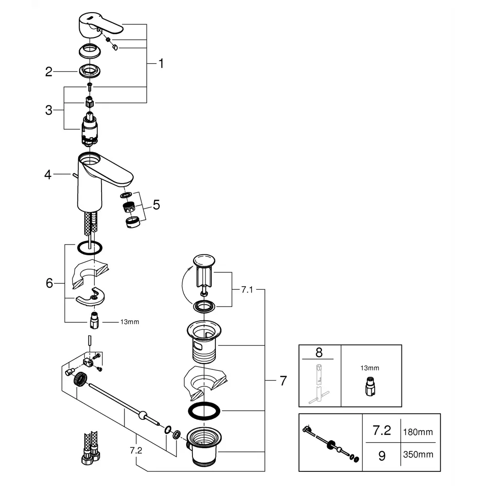 Смеситель для раковины Grohe Startclova S однорычажный цвет хром 82312201 STLM-2184612 - Вид №12