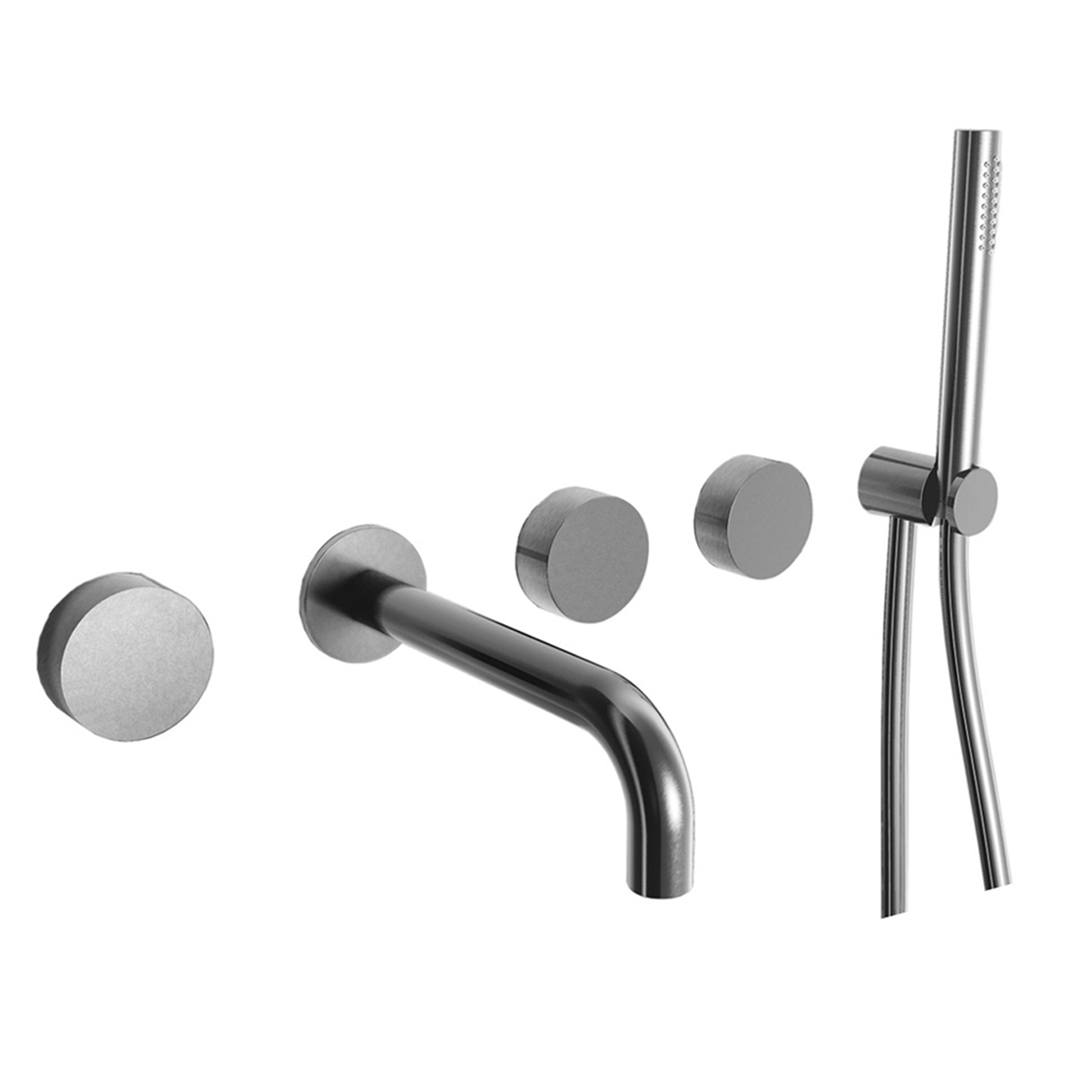 A219B+A219A  Встроенный смеситель для ваннывылет 21,5 см ручки переключатель на 2 потока с поворотной кнопкой ручная лейка FIT шланговое подсоединение с держателем для ручной лейки гибкий шланг 150 см ПВХ картридж керамический 90° впуски 1/2'' Fantini Rub Fantini Rubinetti Af/21