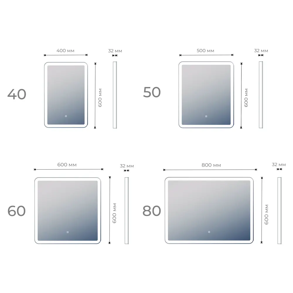 Зеркало Vigo Bora Classic LED с подсветкой для ванной комнаты 80 см 84005331 STLM-0046056 - Вид №3