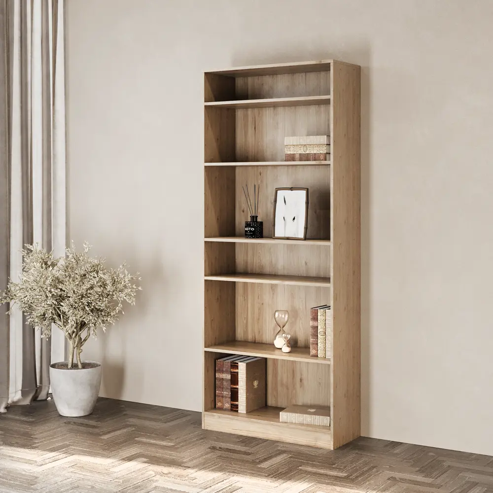 Стеллаж БУККЕР для книг с регулируемыми полками в стиле дуб Гикори 82851588 STLM-0037035