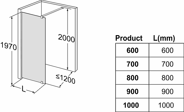 59806292 Несъемная душевая стенка IFO Space с настенным кронштейном - алюминиевый профиль, матовое стекло, SFNF 800 - Вид №1