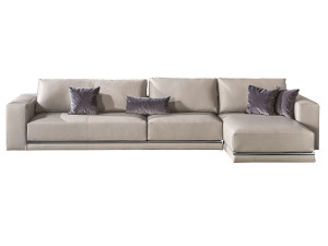 Модульный кожаный диван с полуостровом