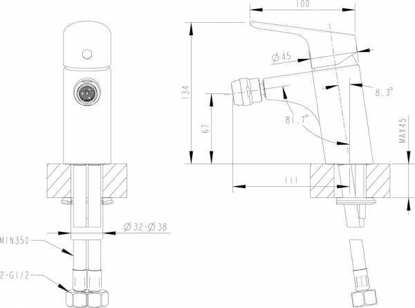 Смеситель для биде DROP F34898C bravat - Вид №1