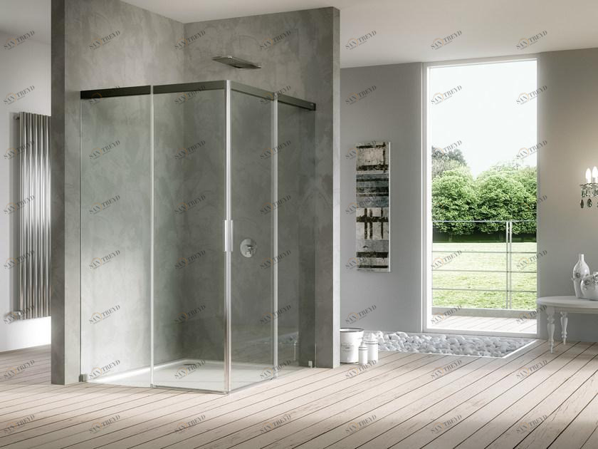 Duka Хрустальная душевая кабина с раздвижной дверцей Aura – senza profili Xe2 + xk2