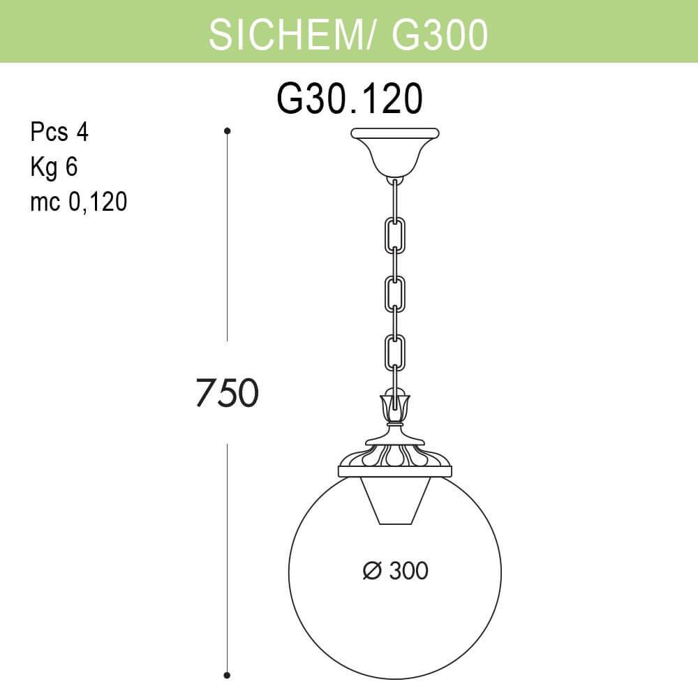 Уличный подвесной светильник Fumagalli Sichem/G300 G30.120.000.WXE27 FUMAGALLI SICHEM, G300 273219 Белый  - Вид №1