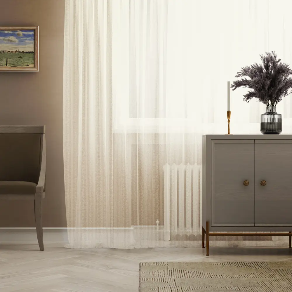 Тюль MIAMOZA на ленте молочный 300×280 см - воздушное оформление интерьера 89338175 STLM-1334108