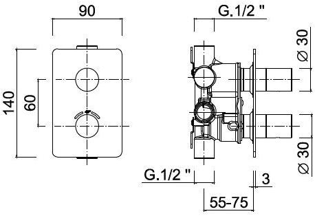 Смеситель для душа на 2 отверстия с тарелкой Surf F8277 Santreyd - Вид №1