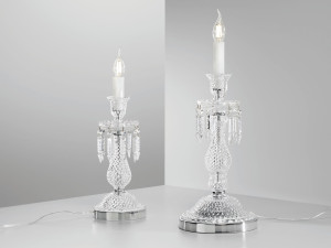 Стеклянная настольная лампа с кристаллами