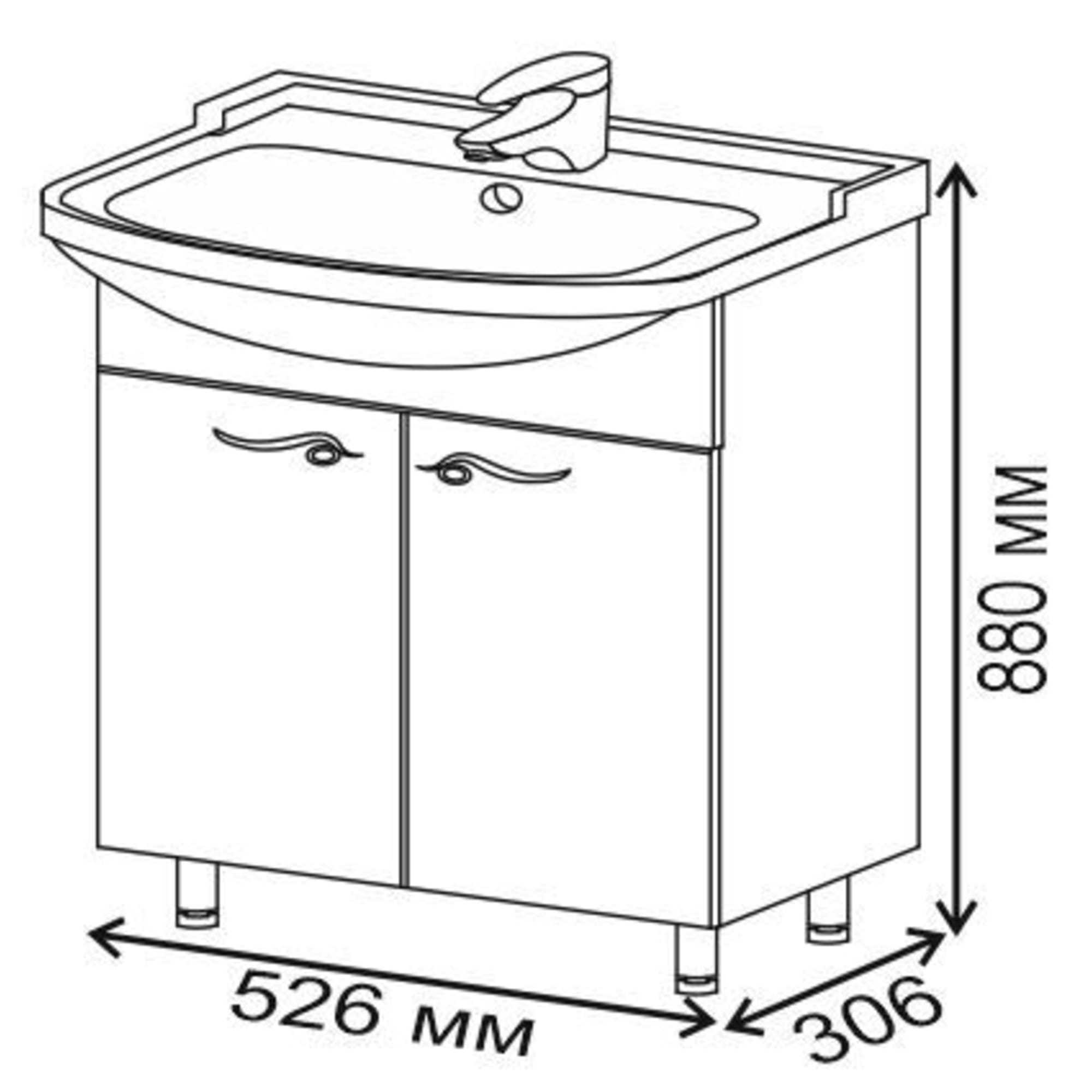 14001370 Тумба под раковину напольная «» 55 см цвет белый Венеция Santreyd - Вид №3