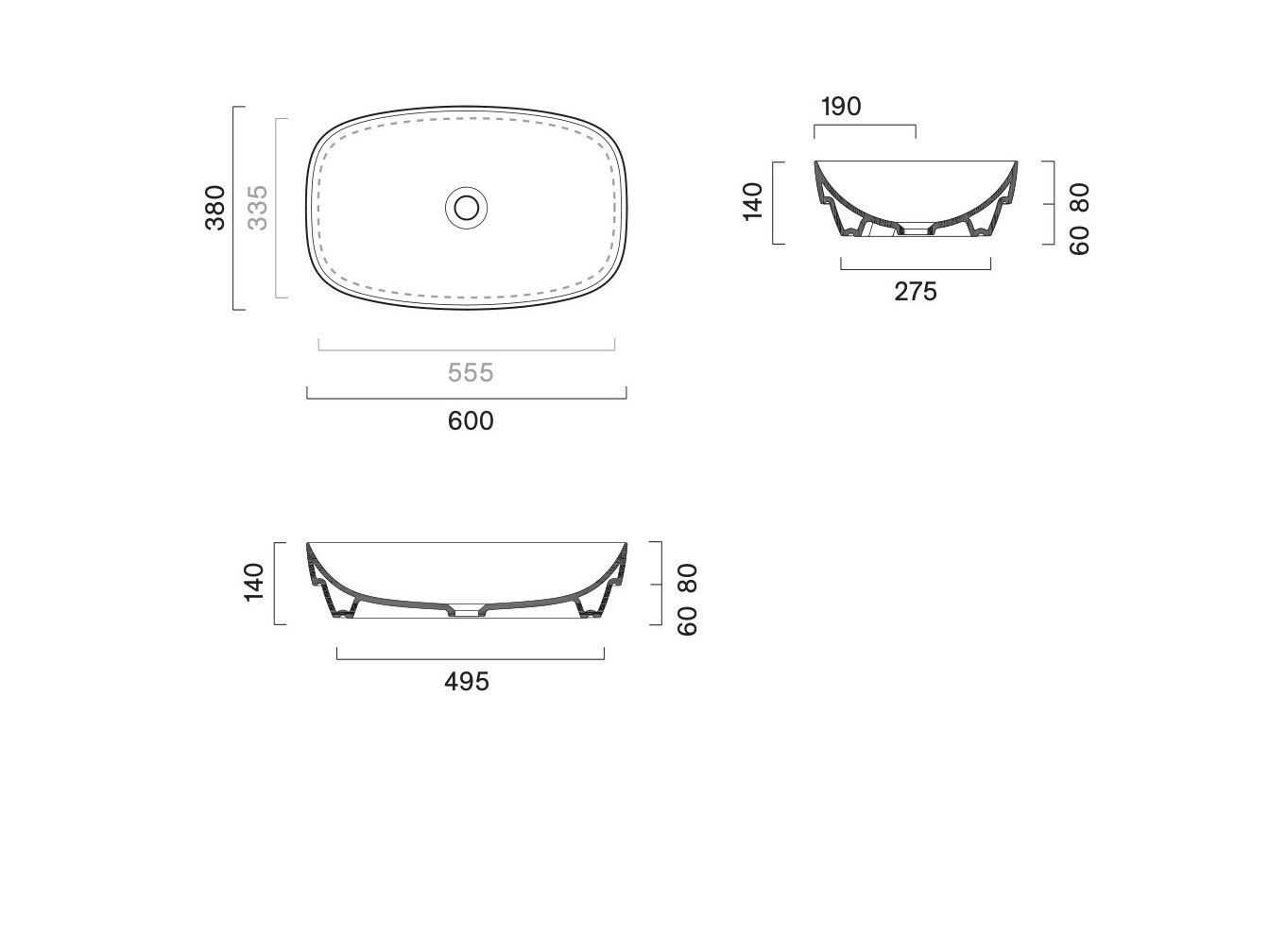 Овальный умывальник CERAMICA CATALANO Alvea ARCH-00116793 - Вид №4