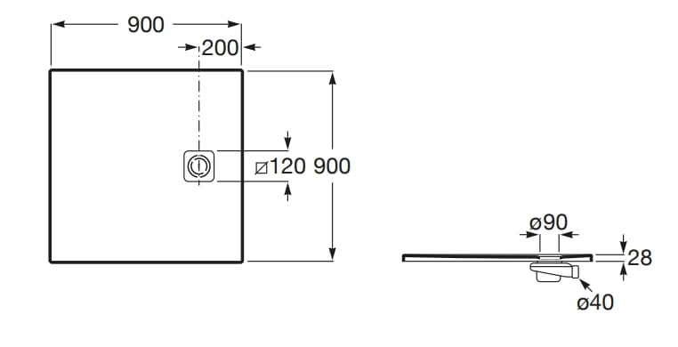 Ультра-плоский квадратный поддон для душа Stonex® Roca Terran-N ARCH-00067502 - Вид №5