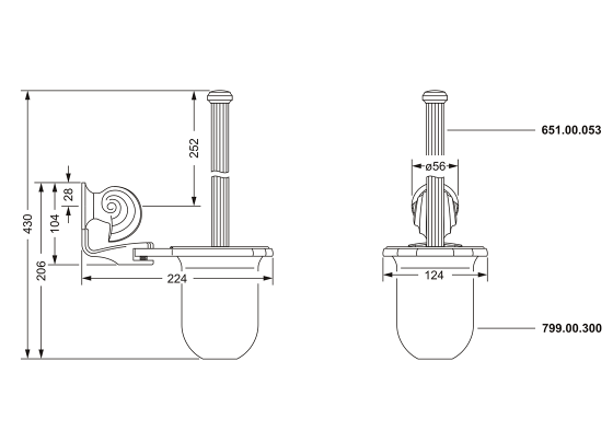 Туалетный ёршик с настенным держателем JOERGER Muschel 601.00.000.000 - Вид №1