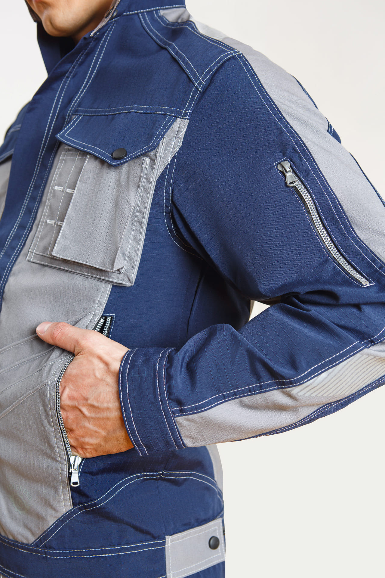 68832 Костюм "Прогресс" темно-синий с серым  Летняя спецодежда  размер 44-46/170-176  - Вид №13