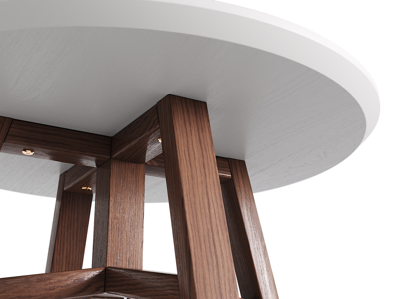 Приставной столик круглый дуб тобакко, серый шелк 55 см Mack THE IDEA  210076 Коричневый  - Вид №1