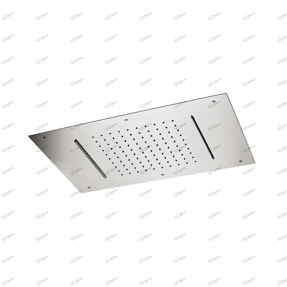 Прямоугольный скрытый верхний душ из нержавеющей стали с дождевой струей и двойным водопадом.  NEWFORM Италия 70028