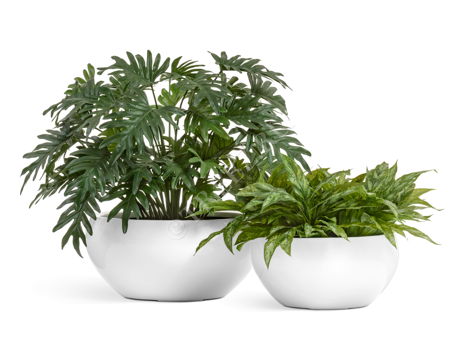 41.3321-05-065-WH-50 Кашпо  Effectory - серия Gloss - Низкая полусфера - Белый глянцевый лак Цветочная коллекция  - Вид №5