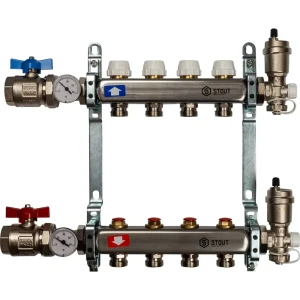 Коллектор Stout на 4 выхода 3/4"x3/4" нержавеющая сталь 84868384 STLM-2013747
