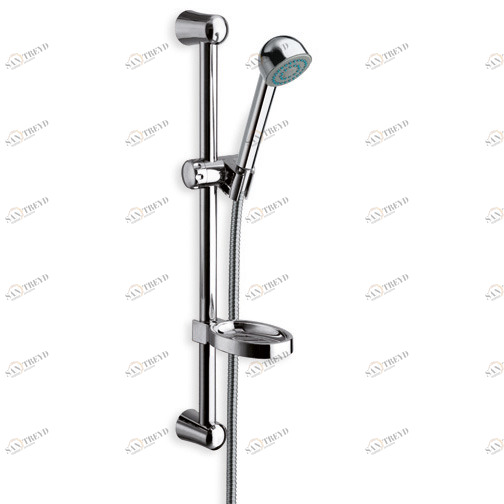 CRIPD096 Передвижная штанга 57 см с гибким шлангом, ручным душем с защитой от накипи и держателем для мыла Cristina Rubinetterie 
