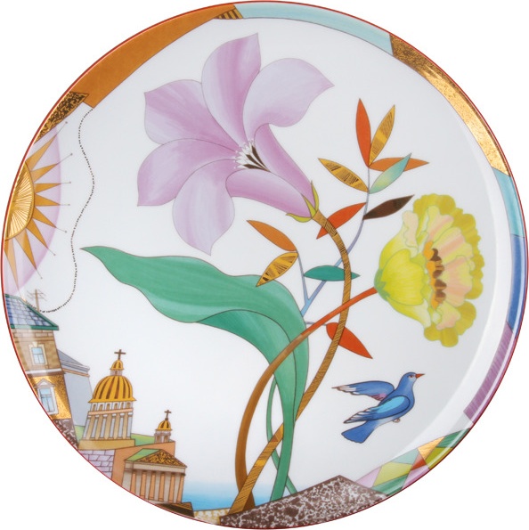 10594585 Императорский фарфоровый завод Тарелка декоративная 27,5см "Лиловый вечер" "Эллипс" Фарфор твердый 