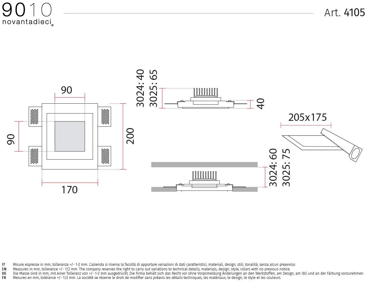 9010 novantadieci Встраиваемые настенные и потолочные светильники из cristaly®  4105  - Вид №2