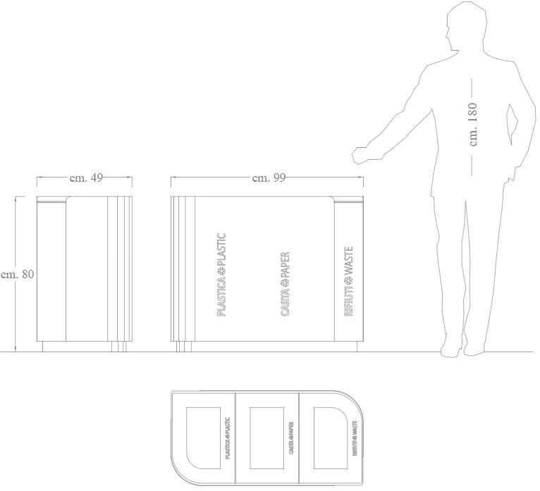 DIMCAR Контейнер для мусора из оцинкованной стали для раздельного сбора мусора  G456  - Вид №2