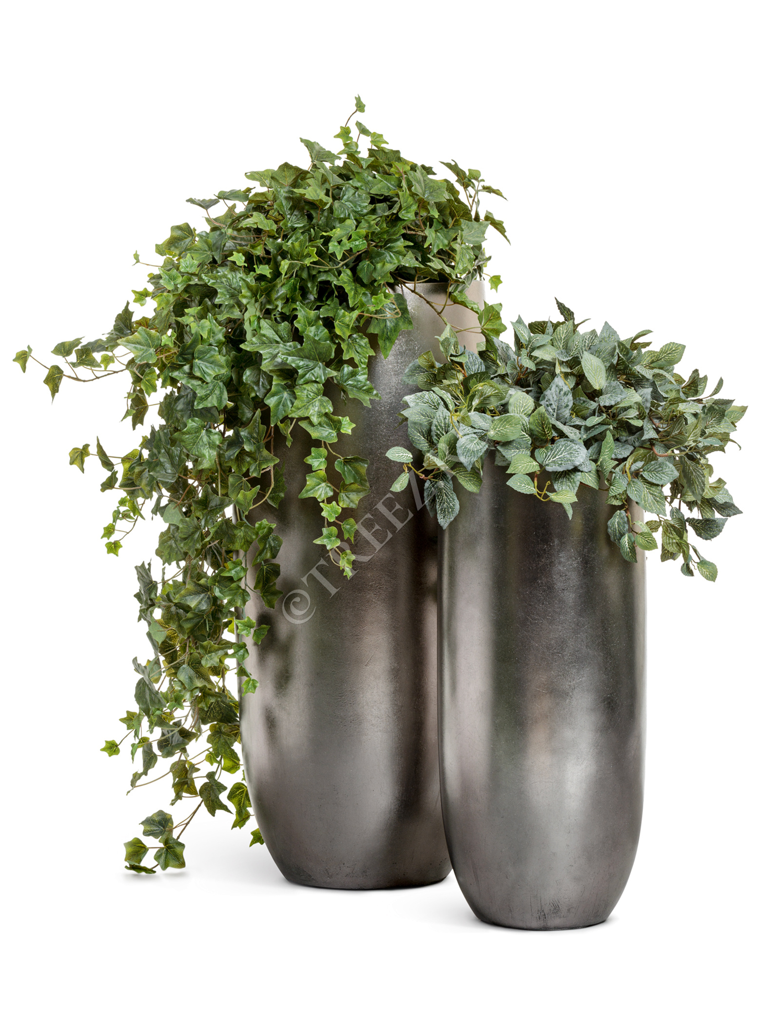 41.3317-04-014-DSL-95 Кашпо  Effectory - серия Metal - Высокий округлый конус - Стальное серебро Цветочная коллекция  - Вид №4