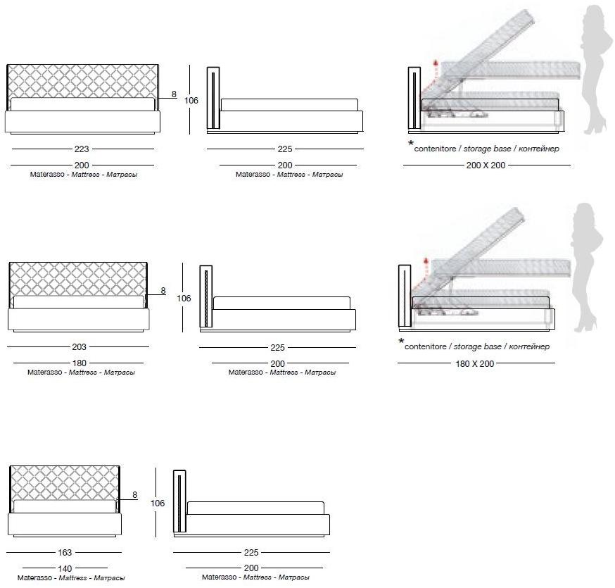 Longhi Двуспальная кровать из ткани с мягким изголовьем Loveluxe 2014 – royal collection W 820 - Вид №4